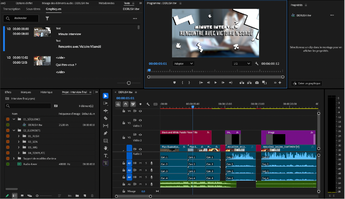Montage vidéo sur Premiere Pro